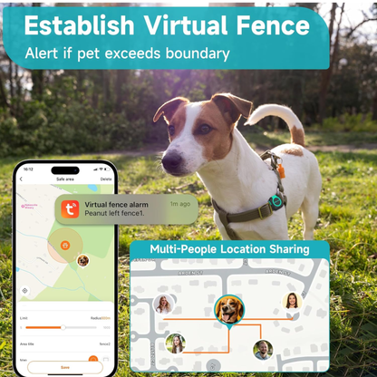 Waterproof GPS Tracker with Health Monitor, Compatible with Any Collar (Universal Android & iOS).