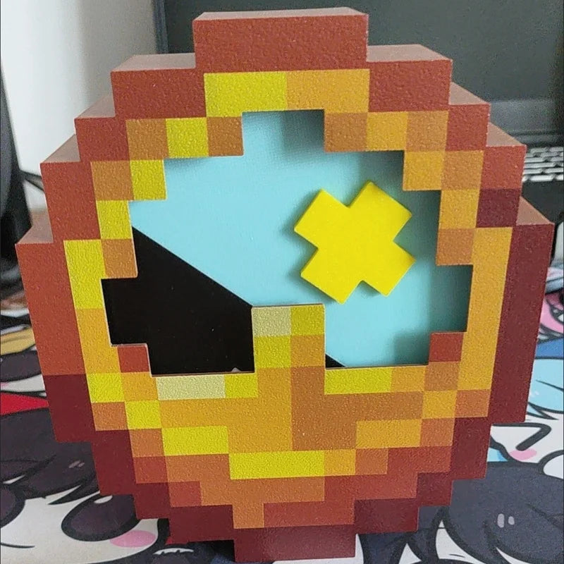 3D Pixel Art Minecraft Style Wall Clock - XL Time Block - Functional 12/24 Hour