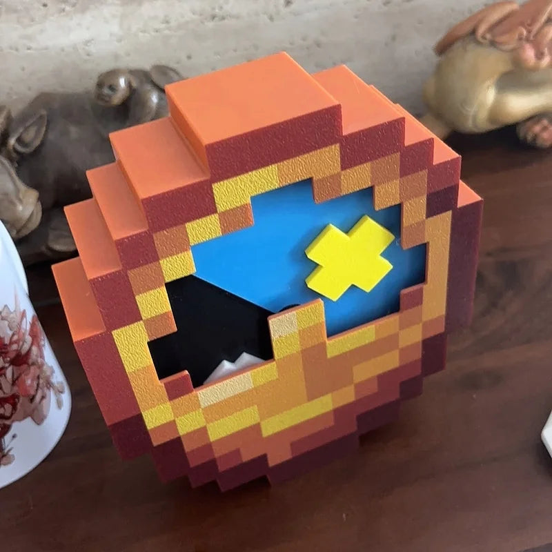 3D Pixel Art Minecraft Style Wall Clock - XL Time Block - Functional 12/24 Hour