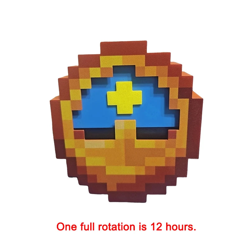 3D Pixel Art Minecraft Style Wall Clock - XL Time Block - Functional 12/24 Hour