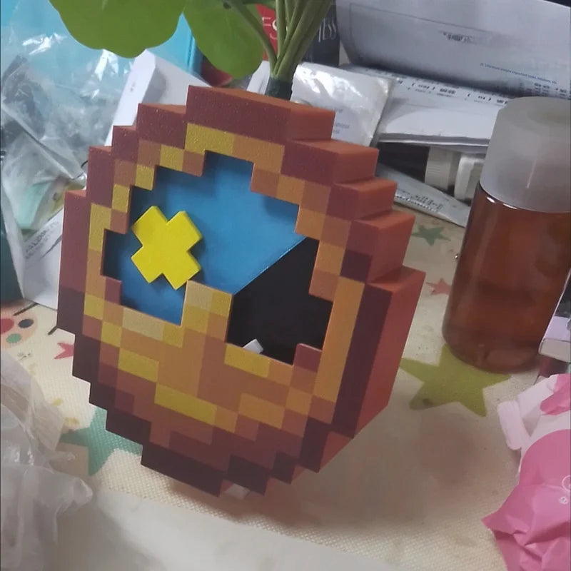 3D Pixel Art Minecraft Style Wall Clock - XL Time Block - Functional 12/24 Hour