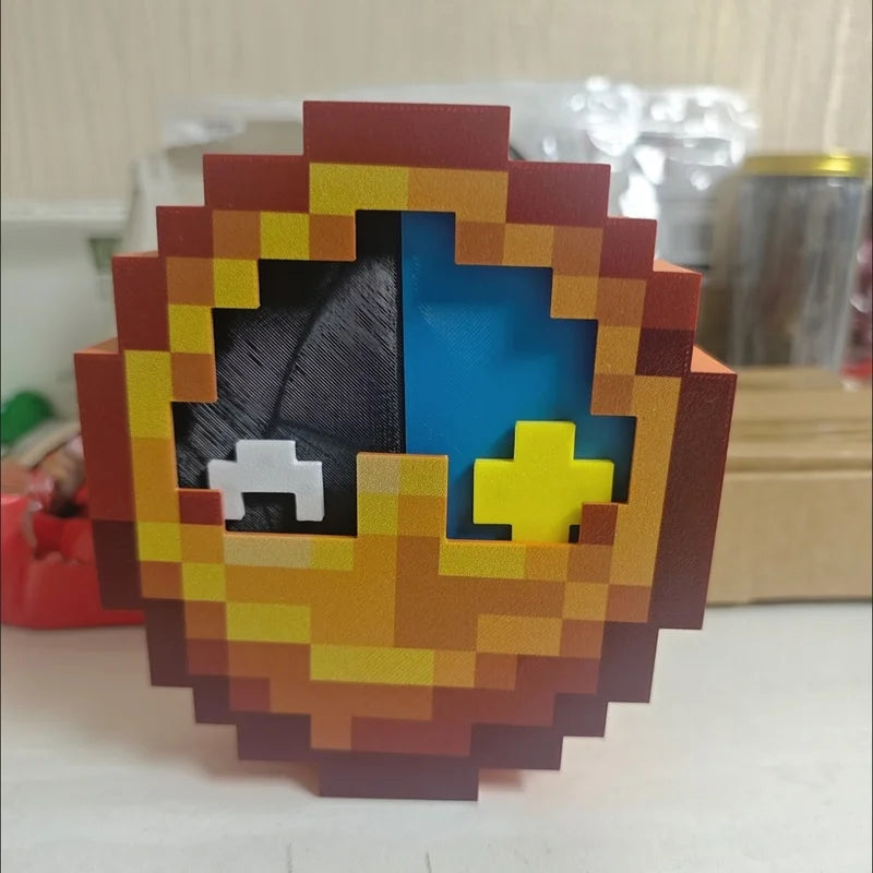 3D Pixel Art Minecraft Style Wall Clock - XL Time Block - Functional 12/24 Hour