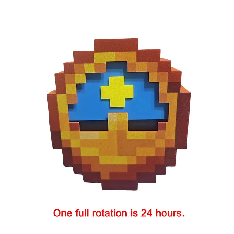 3D Pixel Art Minecraft Style Wall Clock - XL Time Block - Functional 12/24 Hour