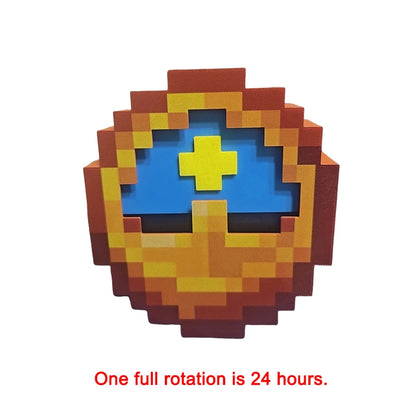 3D Pixel Art Minecraft Style Wall Clock - XL Time Block - Functional 12/24 Hour